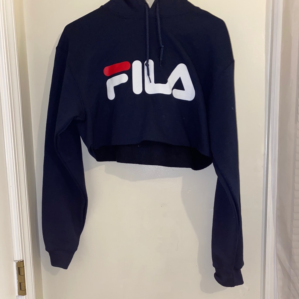 Navy Blue cropped FILA hoodie